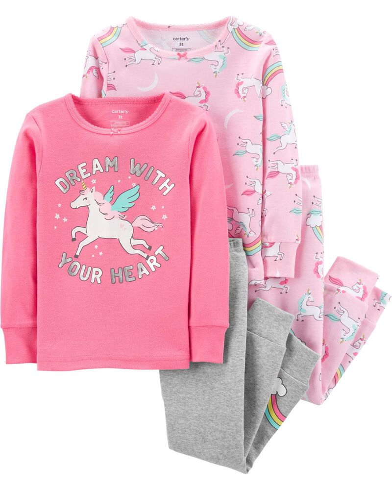 Carter/'s Infant Girls 4-Piece Pets Purple//Gray Snug Fit Pajamas NWT PJs dog cat